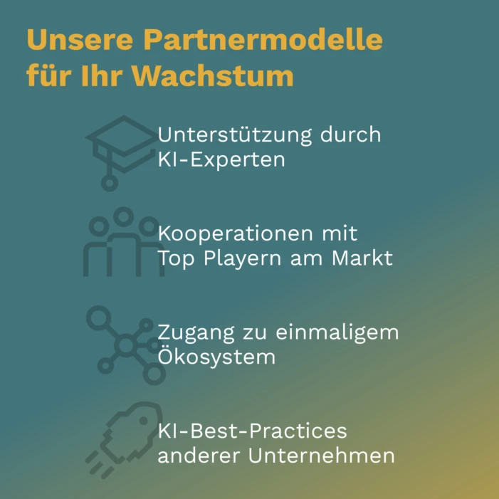 Grafik mit einer Aufzählung der Leistungen, die appliedAI-Partner erhalten.