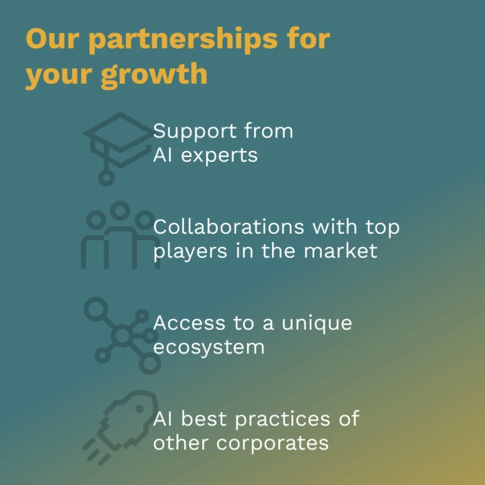 Graphic with a list of the services that appliedAI partners receive.