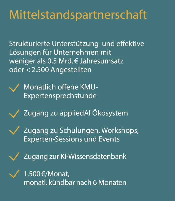 Grafik mit einem Überblick über die Leistungen des KMU Partnerschaftsprogramm