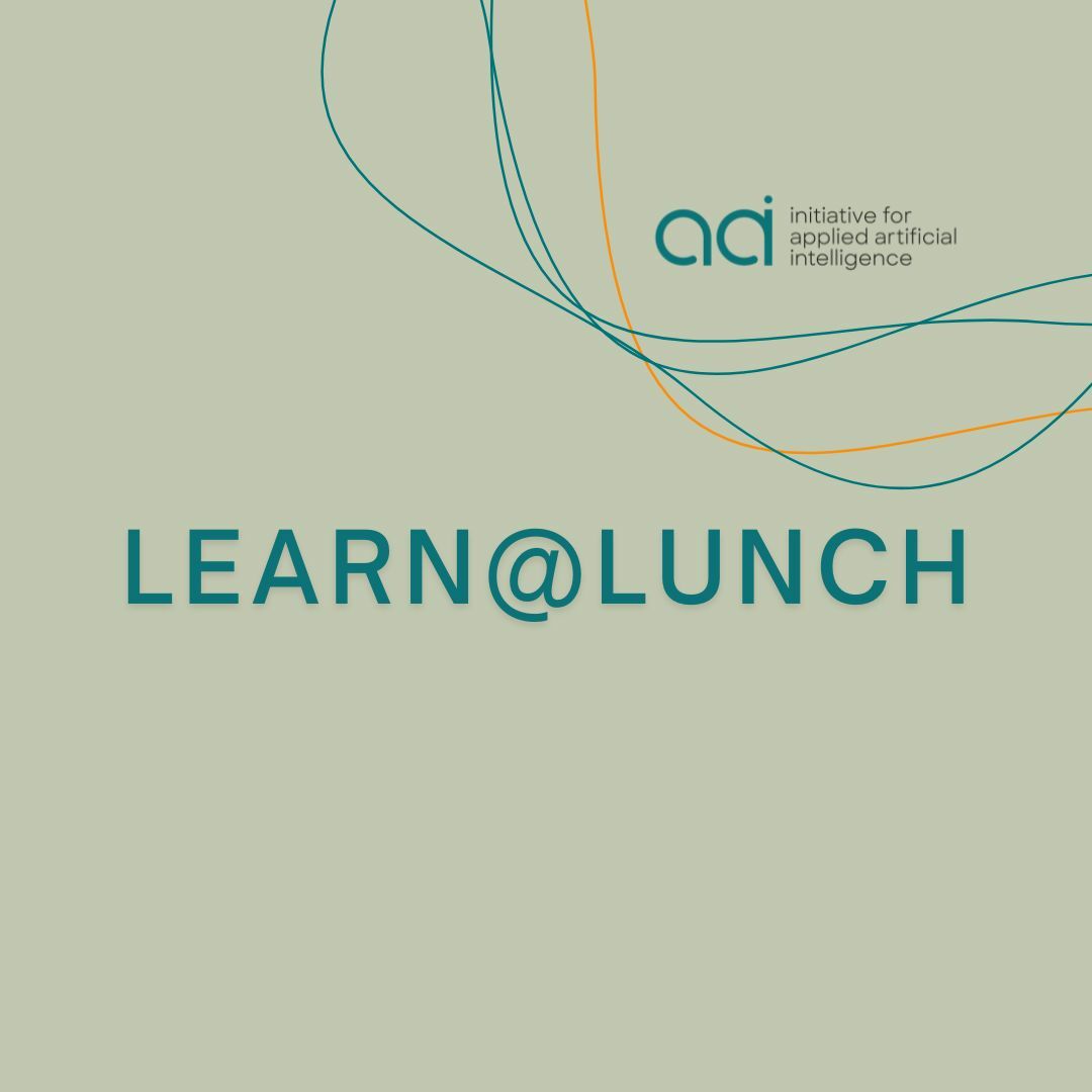 Learn at lunch written on a green background